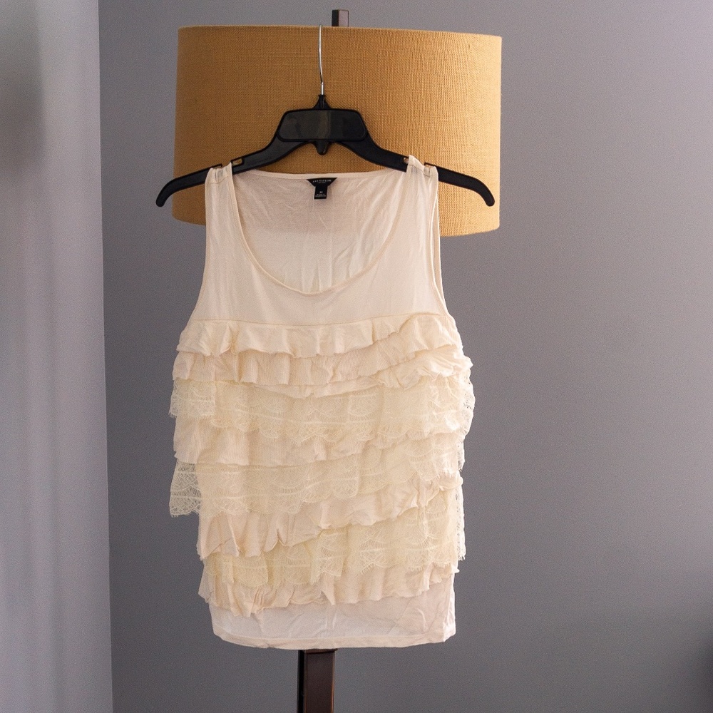 Cream Mixed Media Sleeveless Top EUC | Ann Taylor